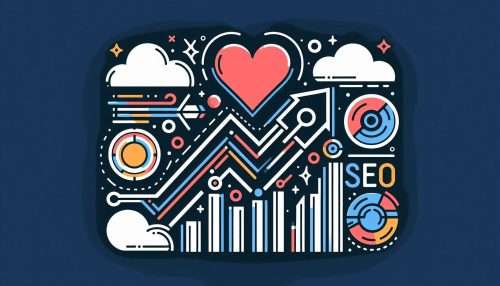 Banner zum Thema SEO mit Herz und Chart